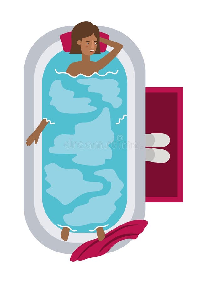 Jonge vrouwenafro in badkuipavatar karakter stock illustratie