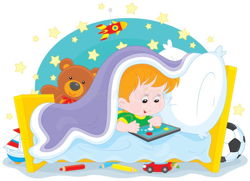 Jongen het spelen op een tablet royalty-vrije illustratie Jongen het spelen op een tablet royalty-vrije illustratie