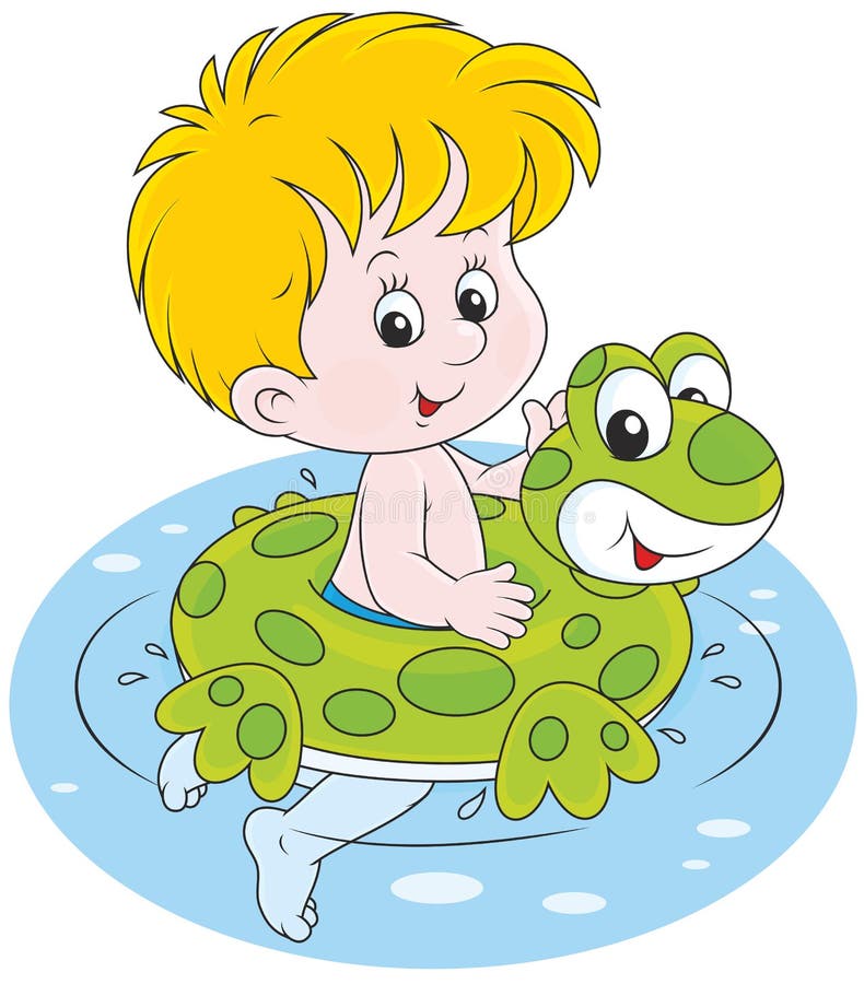 Jongen met een rubberring stock illustratie Jongen met een rubberring stock illustratie