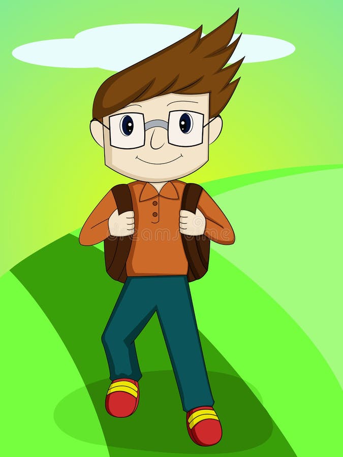 Jongen op de manier aan school royalty-vrije illustratie Jongen op de manier aan school royalty-vrije illustratie