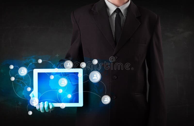 Jongereholding talbet met communicatietechnologie concep stock fotografie Jongereholding talbet met communicatietechnologie concep stock fotografie