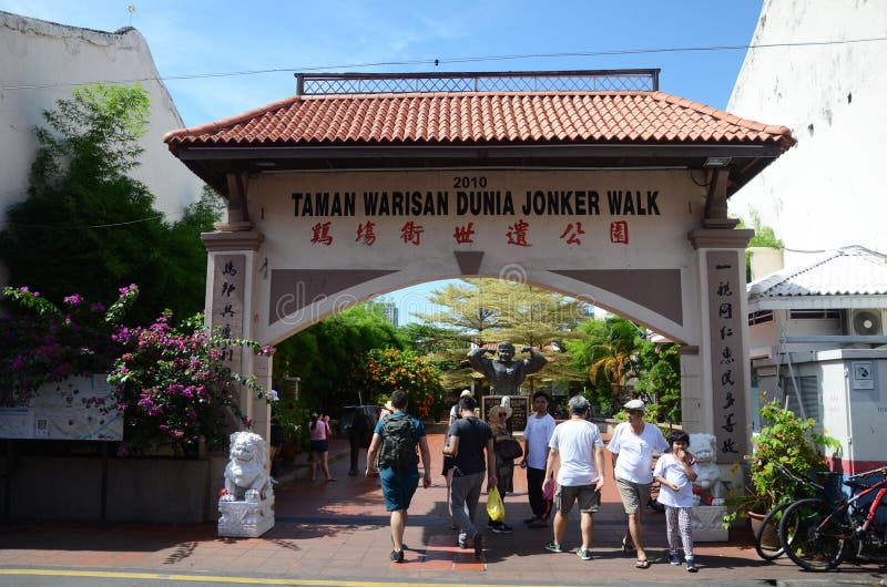 Jonker Walk World Heritage Park Along Jonker Street, Melaka Editorial