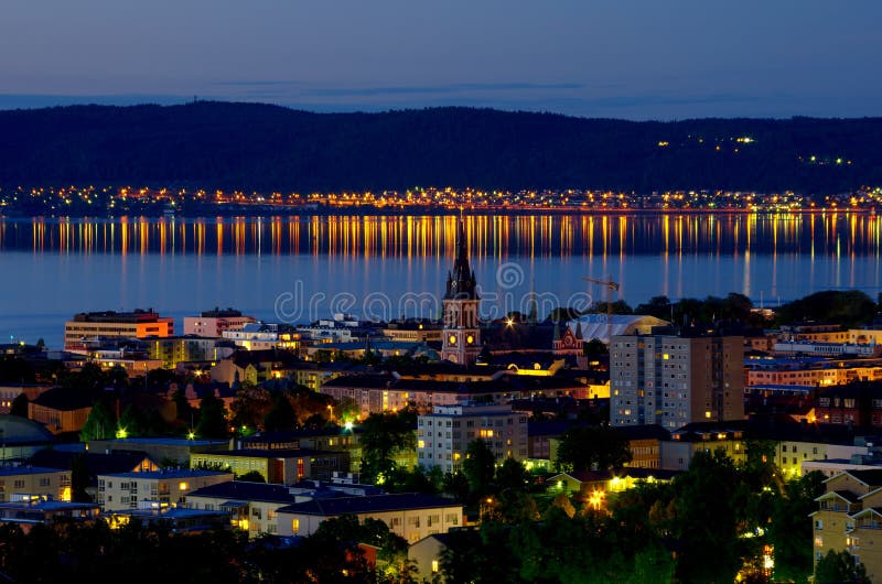 Jonkoping at night. Sweden stock image. Image of lamp 33125119