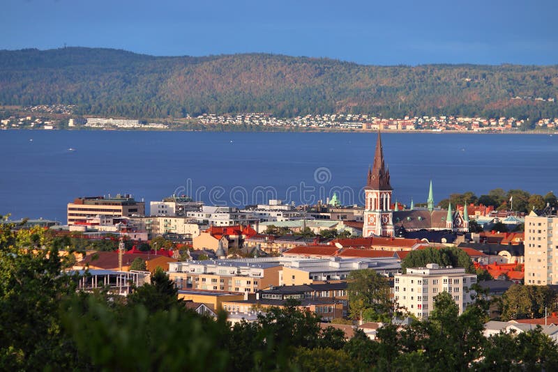 Jonkoping town stock photo. Image of lake, view, building 170743364