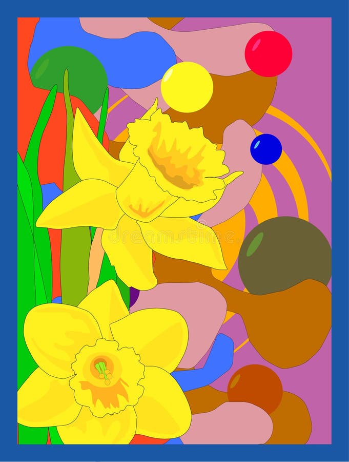 Jonquilles sur le rétro fond illustration stock