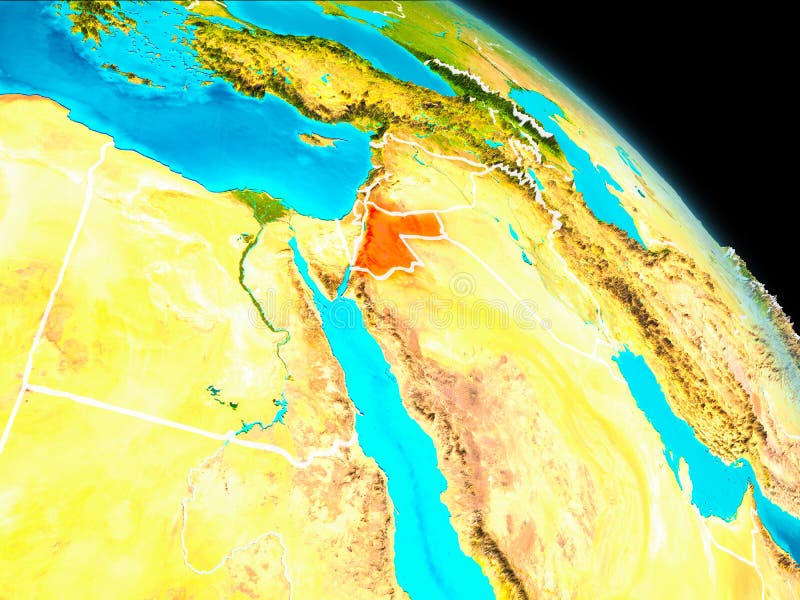 Jordan on Earth from space stock illustration. Illustration of