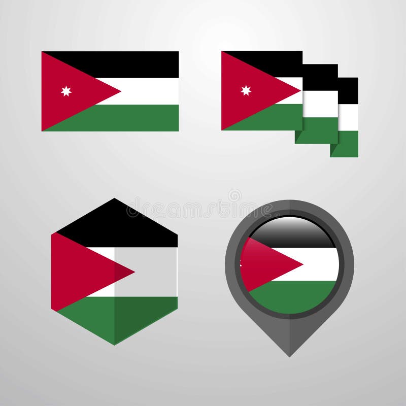 Jordan Flag Design Set Vector Stock Vector Illustration of vintage