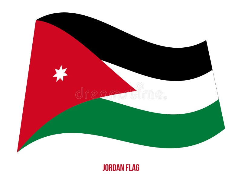 Jordan Flag Waving Vector Illustration on White Background. Jordan
