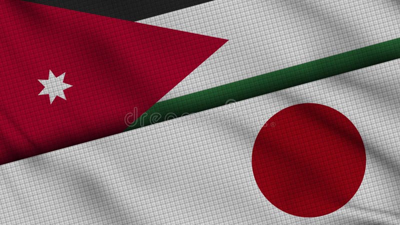Jordan and Japan Flags, Breaking News, Political Diplomacy Crisis Concept royalty free illustration