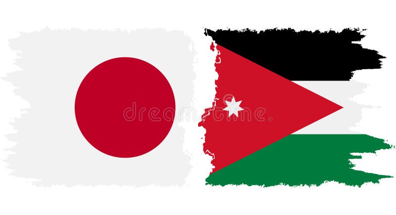 Jordan and Japan grunge flags connection vector royalty free illustration