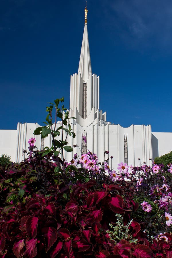 Jordan River Temple (flower Foreground 1) Stock Image Image of work