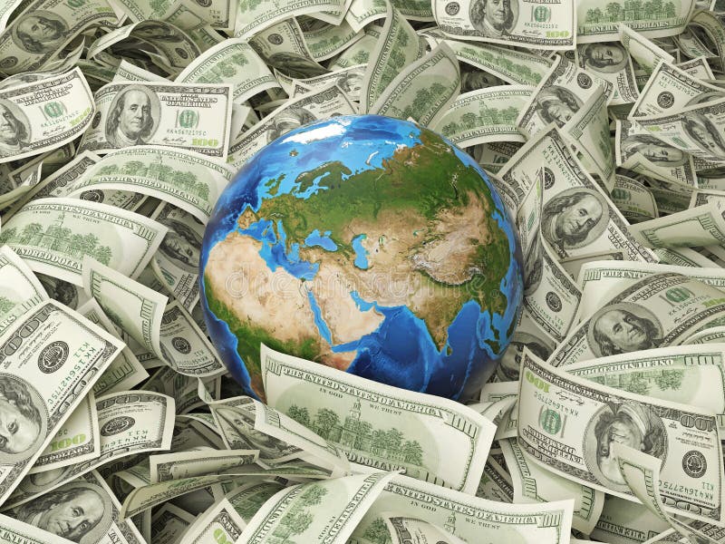 Jordklot och dollar royaltyfri bild Jordklot och dollar royaltyfri bild
