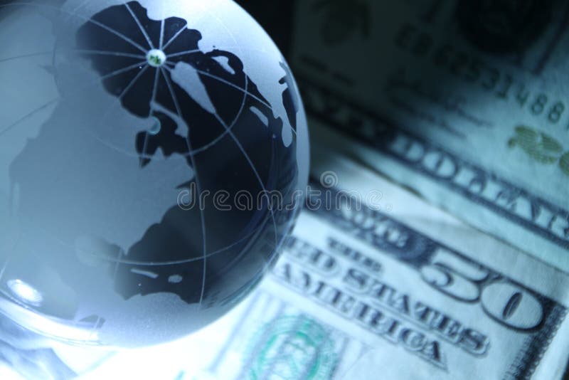 The globe with the background of greenback. The globe with the background of greenback