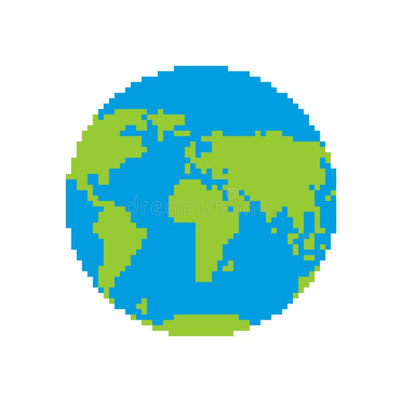 JordPIXELkonst Pixelated planet också vektor för coreldrawillustration royaltyfri illustrationer