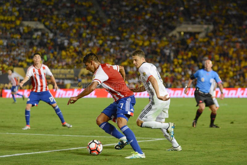 Pasadena, USA - June 07, 2016: Jorge Benitez during Copa America Centenario match Colombia vs Paraguay at the Rose Bowl Stadium. Pasadena, USA - June 07, 2016: Jorge Benitez during Copa America Centenario match Colombia vs Paraguay at the Rose Bowl Stadium.