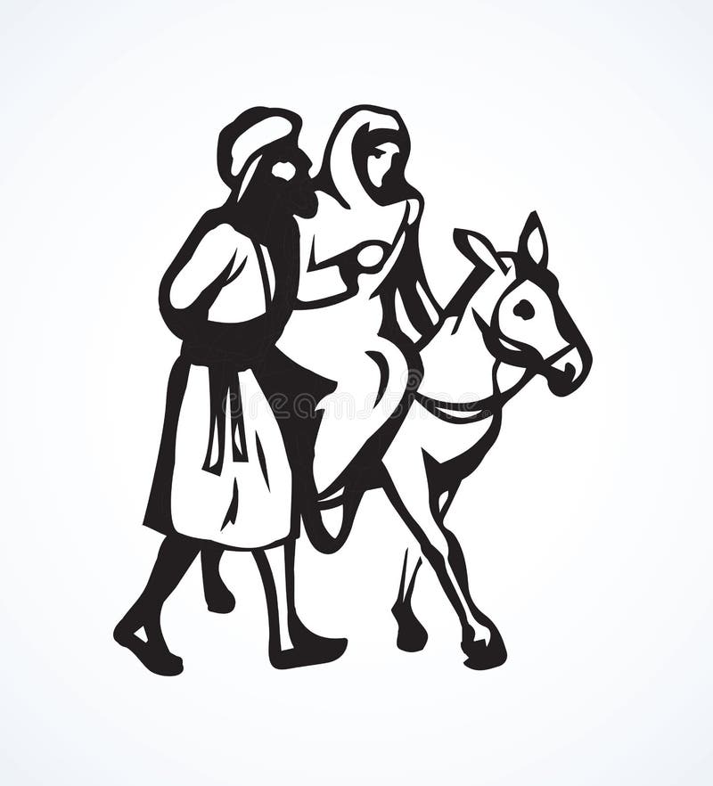 Joseph e Mary v?o a Bethlehem Desenho do vetor ilustração royalty free Joseph e Mary v?o a Bethlehem Desenho do vetor ilustração royalty free