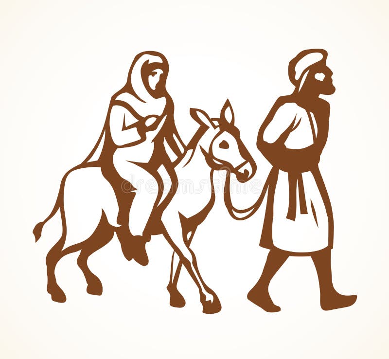 Maria E Giuseppe Vanno A Betlemme Joseph E Mary Vanno a Betlemme. Disegno Vettoriale Illustrazione