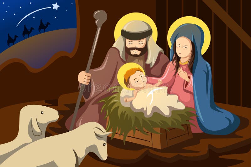 Joseph, Mary et bébé Jésus illustration de vecteur Joseph, Mary et bébé Jésus illustration de vecteur