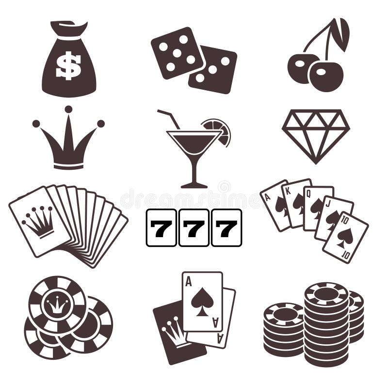 Jouant, jeu de carte de tisonnier, casino, icônes de vecteur de chance réglées illustration libre de droits Jouant, jeu de carte de tisonnier, casino, icônes de vecteur de chance réglées illustration libre de droits