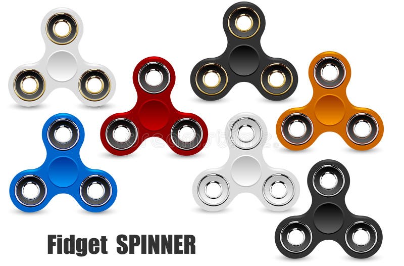 Fidget finger spinner stress relief hand toy. Different color vector illustration. Badge, label, banner, advertisement, brochure, business template. Web icon isolated on white background. Fidget finger spinner stress relief hand toy. Different color vector illustration. Badge, label, banner, advertisement, brochure, business template. Web icon isolated on white background.