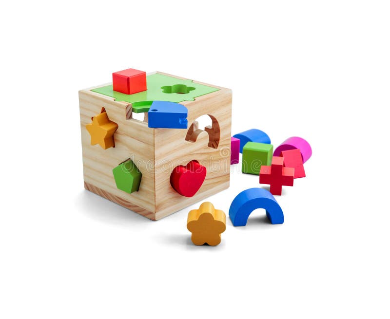 Jouet en bois de puzzle avec les blocs colorés d'isolement au-dessus du blanc images libres de droits Jouet en bois de puzzle avec les blocs colorés d'isolement au-dessus du blanc images libres de droits