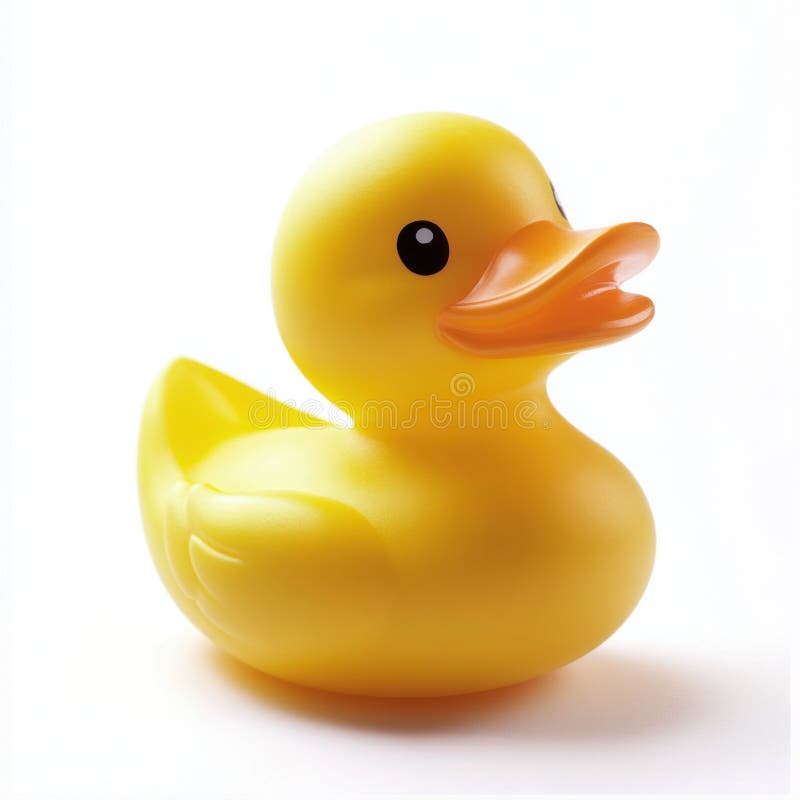 Jouet en caoutchouc jaune vif pour le bain amusant isolé sur fond blanc illustration libre de droits
