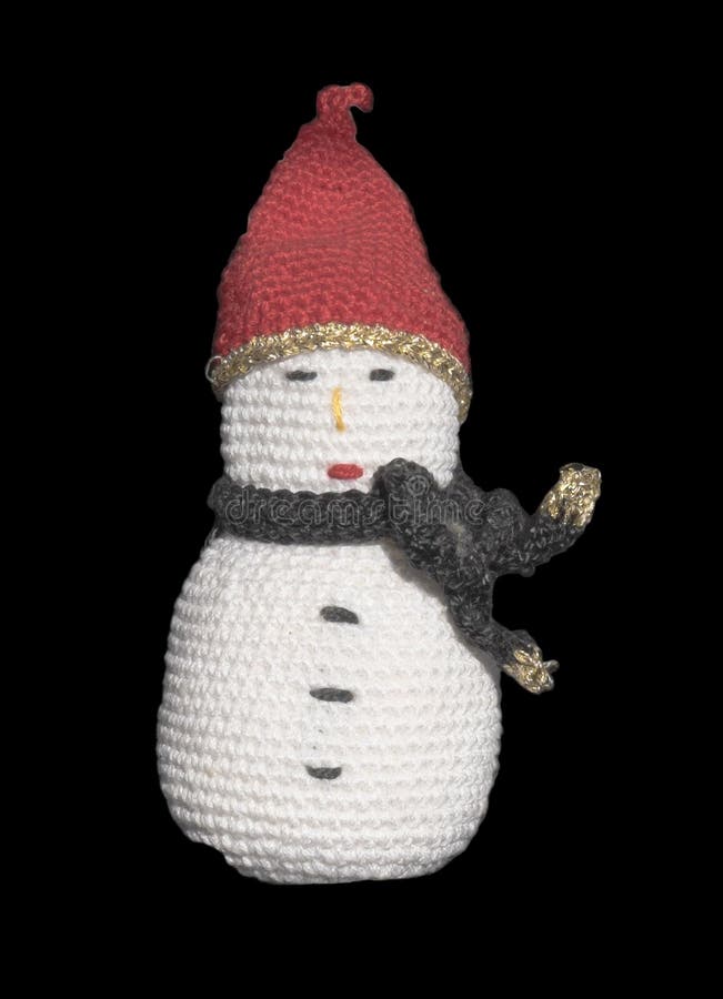 Jouet tricoté de bonhomme de neige photos libres de droits Jouet tricoté de bonhomme de neige photos libres de droits