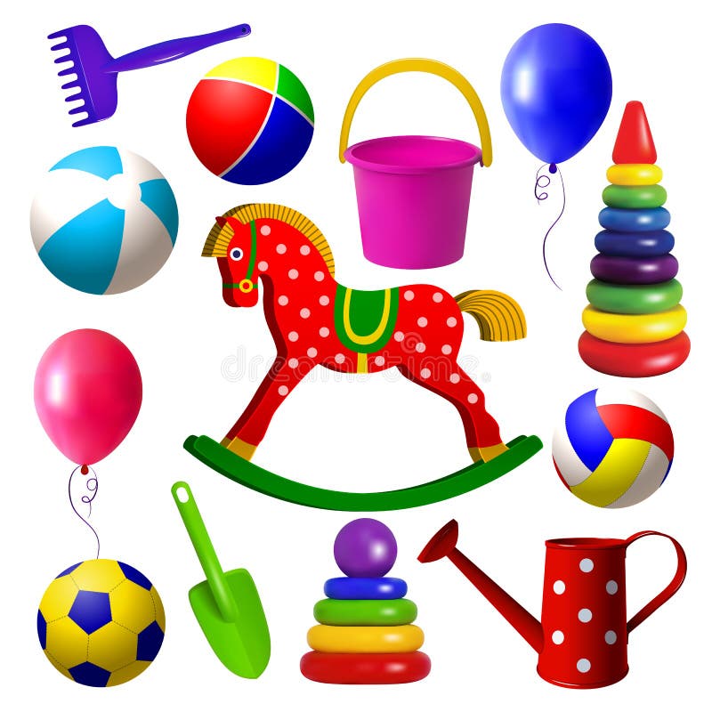 Jouets d'enfants Ensemble de jouets pour des enfants d'âge de petite enfance illustration stock Jouets d'enfants Ensemble de jouets pour des enfants d'âge de petite enfance illustration stock