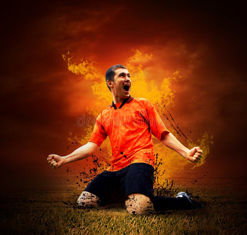 Joueur de football en incendies
