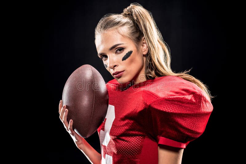 Joueur de football féminin avec la boule image libre de droits Joueur de football féminin avec la boule image libre de droits