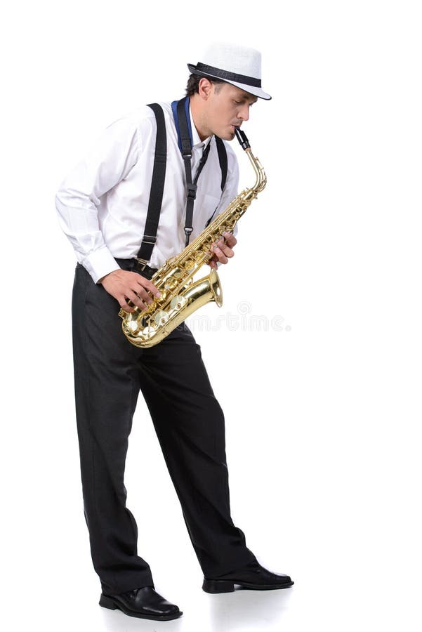 Saxophoniste D'homme Jouant Le Joueur De Saxophone Photo stock - Image du  ombre, isolement: 52189720