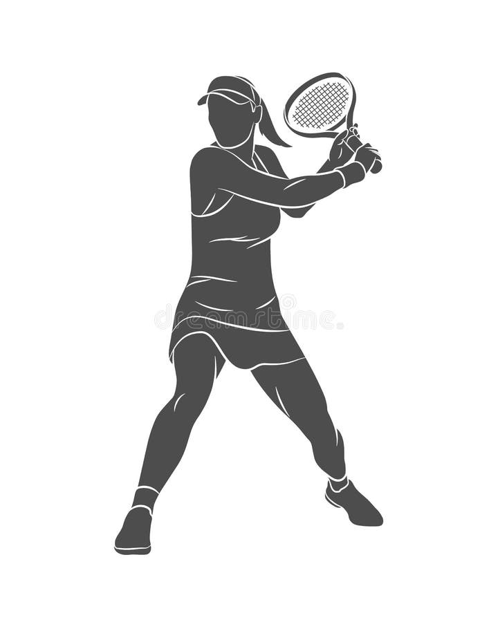 Joueur de tennis de silhouette avec une raquette sur un fond blanc