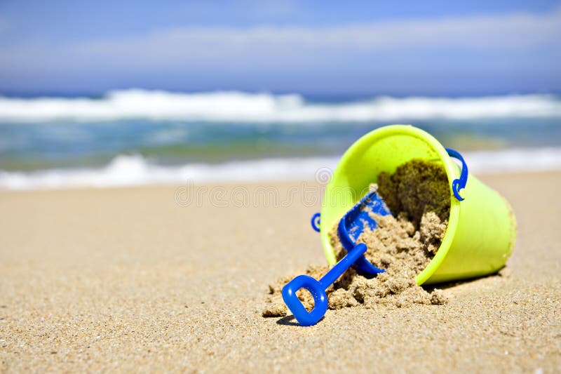 Toy bucket and shovel on an beach. Toy bucket and shovel on an beach