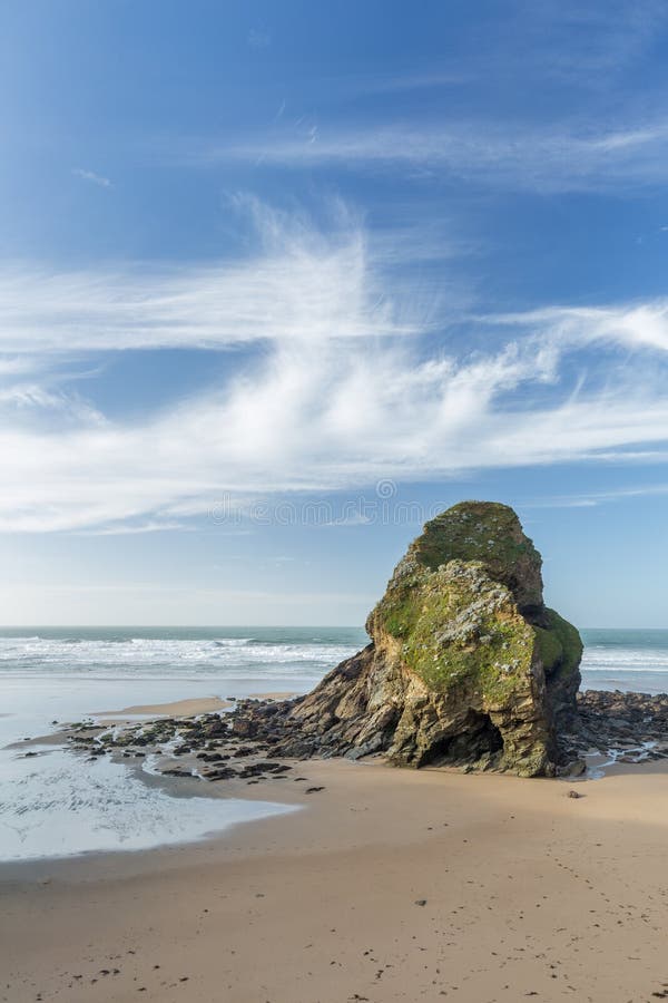 Jour de novembre, plage de Whipsiderry, Newquay, les Cornouailles photographie stock Jour de novembre, plage de Whipsiderry, Newquay, les Cornouailles photographie stock