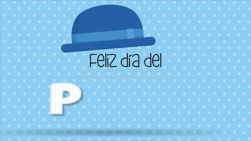 Jour de pères heureux de cartes de voeux de feliz dia del padre dans la langue espagnole un chapeau bleu avec une balle apparaît e illustration libre de droits