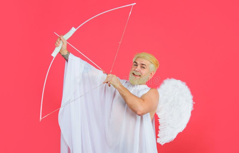 Cupidon Ange Avec Arc Et Flèches Cupidon En Saint Valentin Ange Barbu Avec  Arc Et Flèche Valentines