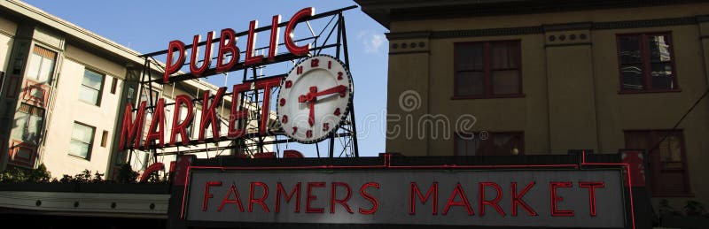 Jour du marché de fermiers de place de Pike image stock Jour du marché de fermiers de place de Pike image stock
