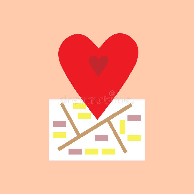 Jour du `s de Valentine Geolocation illustration de vecteur Jour du `s de Valentine Geolocation illustration de vecteur