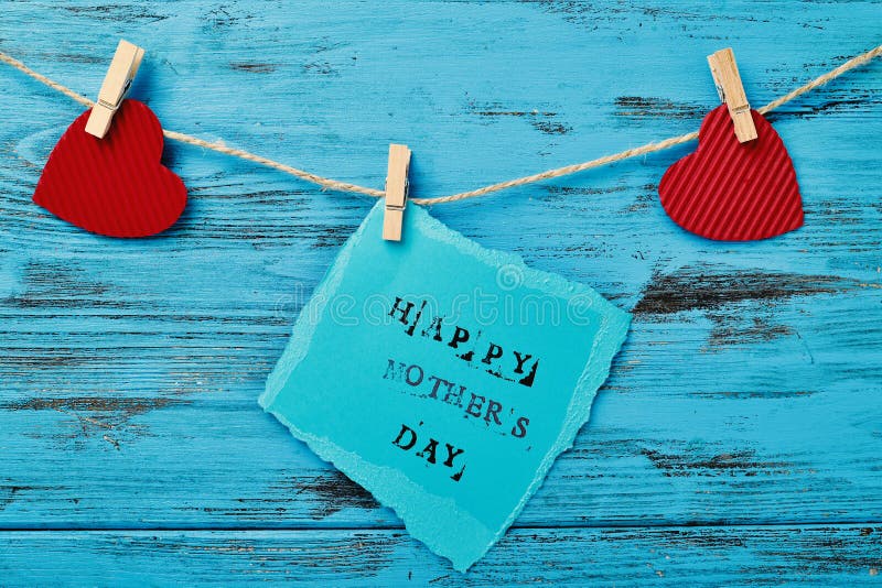 Jour heureux de coeurs et de mères des textes images stock Jour heureux de coeurs et de mères des textes images stock