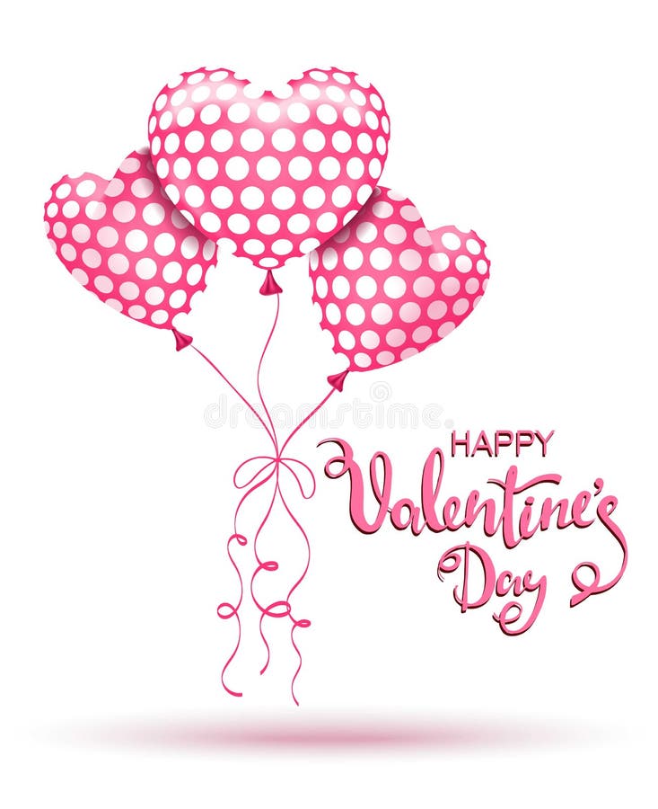 Jour heureux du `s de Valentine Ballons roses et lettrage tiré par la main illustration stock Jour heureux du `s de Valentine Ballons roses et lettrage tiré par la main illustration stock