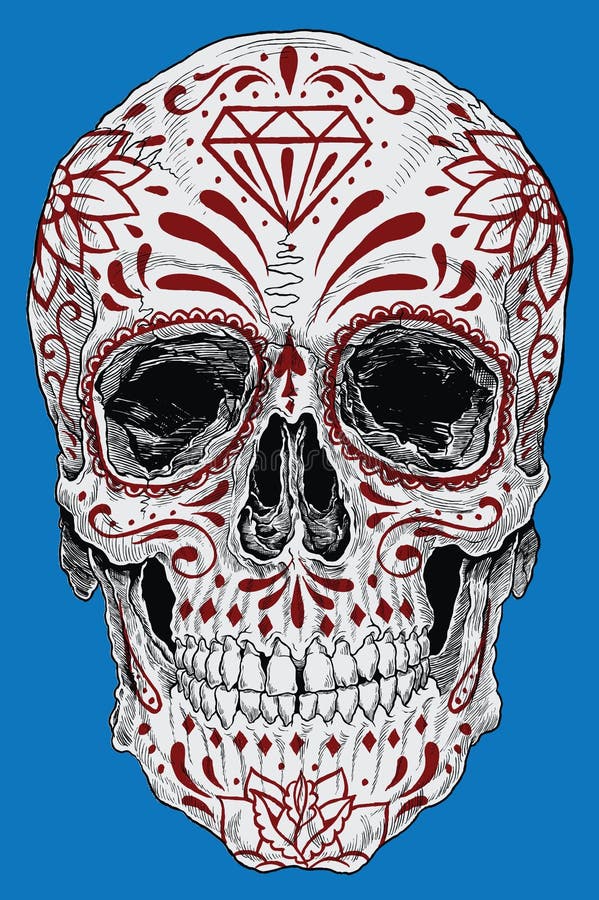 Jour réaliste de Sugar Skull mort illustration stock Jour réaliste de Sugar Skull mort illustration stock