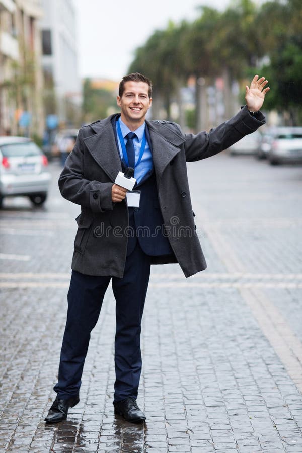 Journalist waiting cab