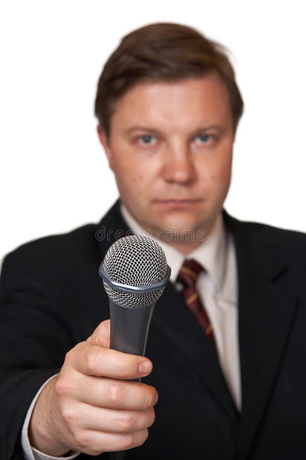 Journaliste avec le microphone images stock Journaliste avec le microphone images stock