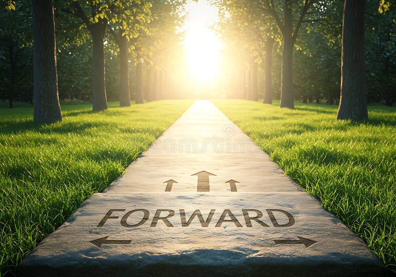 Journey Ahead Pathway to Growth Vision and Enlightened Direction stock illustration
