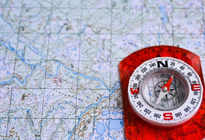 On a Journey with Map and Compass. Stock Photo Image of journey
