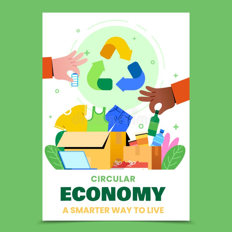 The Journey of Products in a Circular Economy Flat Poster stock illustration