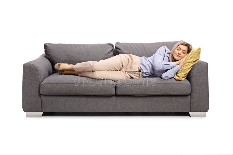 Jovem Cansada De Dormir No Sofá Foto de Stock - Imagem de serenidade,  feliz: 173143656