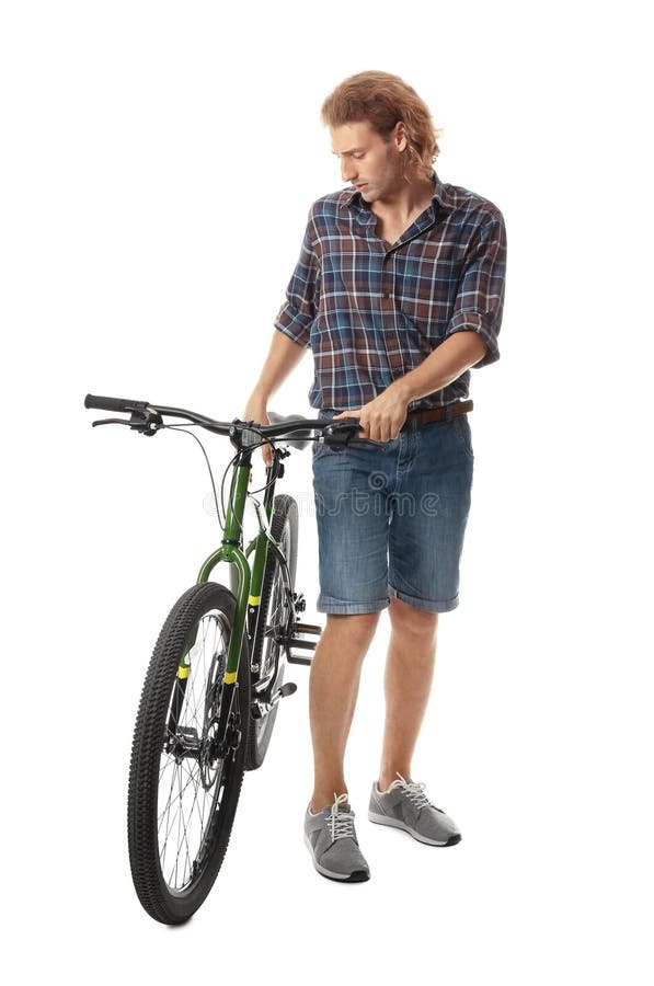 Jovem Caindo De Bicicleta Ao Fundo Foto de Stock - Imagem de emocional,  caucasiano: 161385594