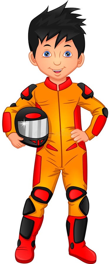 Desenhos Animados Do Menino Do Motociclista Que Guardam O Capacete  Ilustração do Vetor - Ilustração de avatar, lama: 44284578