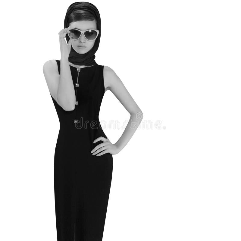 Jovem bonita em estilo retrô fotografia de stock